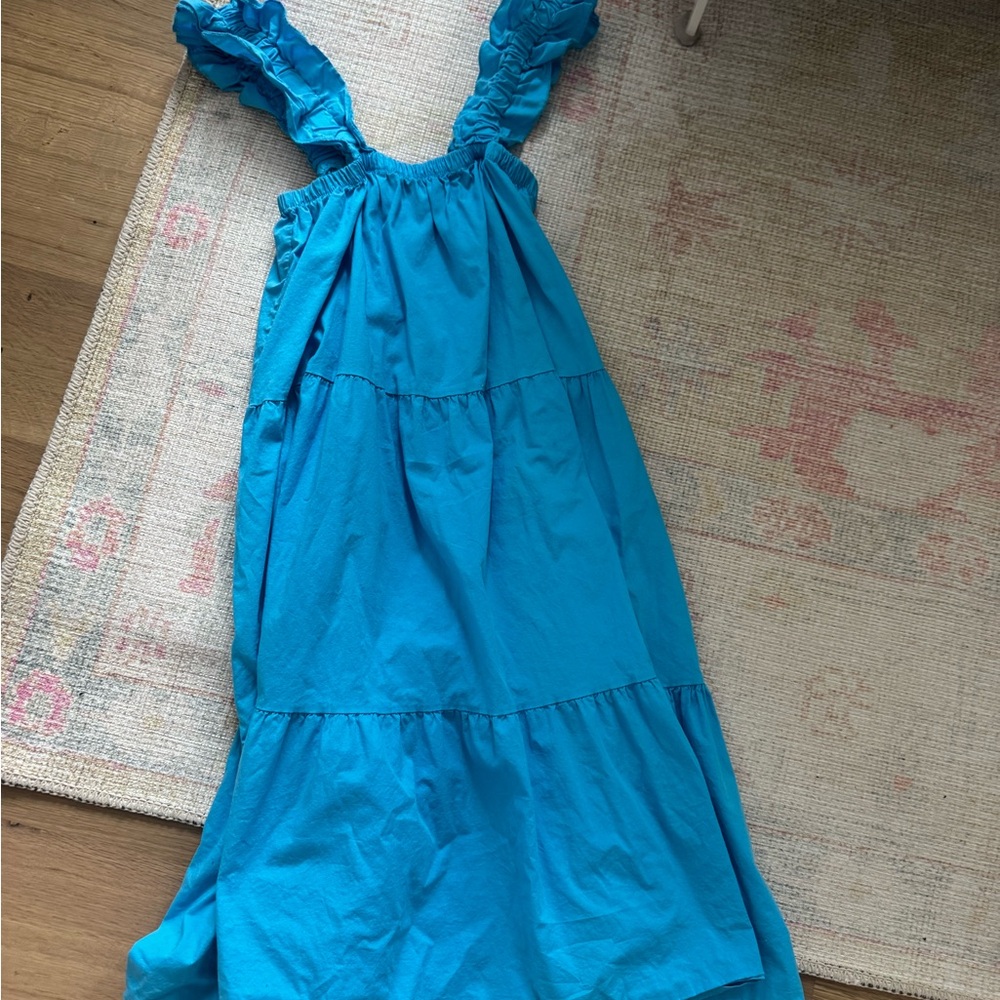 Blue Ruffled Tiered Sundress